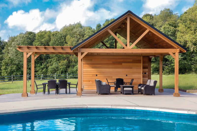 Poolside changing room and pavilion