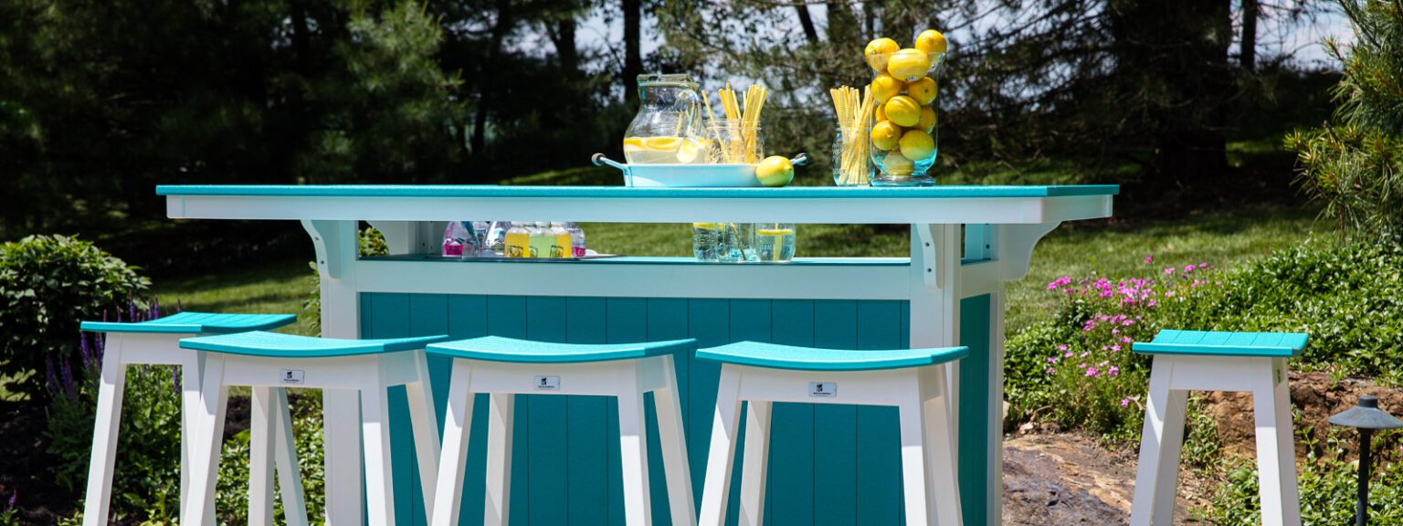 Bar island with saddle bar stools