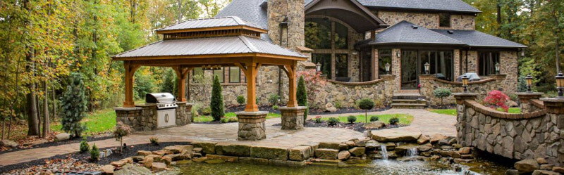 Poolside pavilion by guesthouse