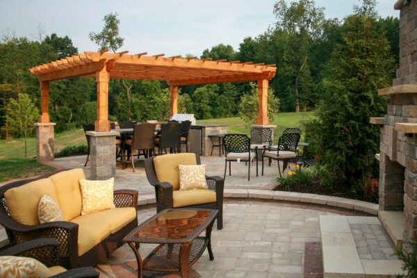 A wooden pergola
