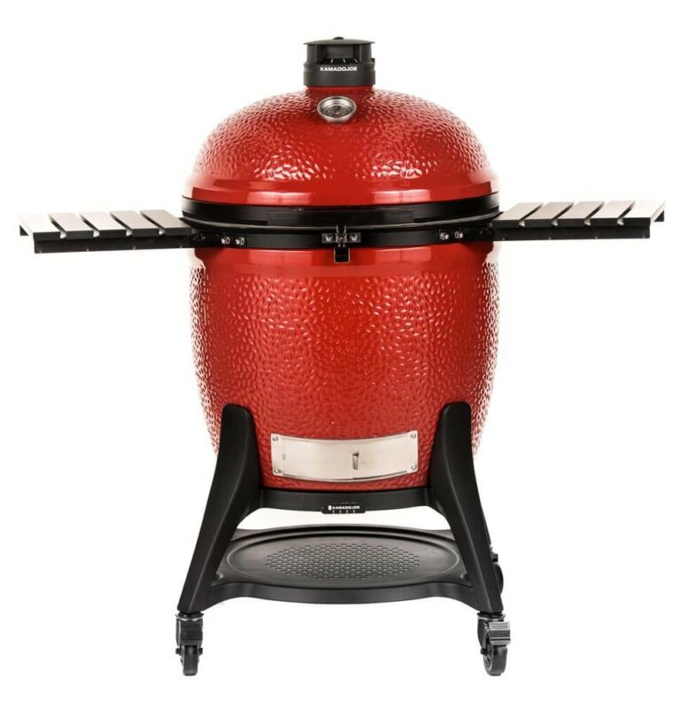 Kamado Joe Grills Big Joe® lll grill,Big Joe® lll grill with the lid opened,inside grill grate of a Big Joe lll grill,Slo Roller cooking grate,covered girl beside a lounge chair,Ceramic Soapstone