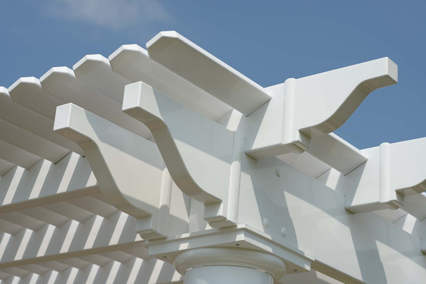 Scroll end cap for Vinyl Pergola